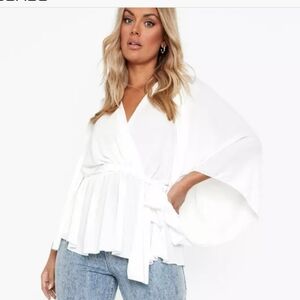 Boohoo Angel sleeve wrap top